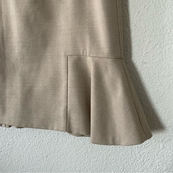 Antonio Melani Pencil Skirt Women’s 14 Beige Shimmer Ruffle Side Zipper Flounce - Picture 5 of 10